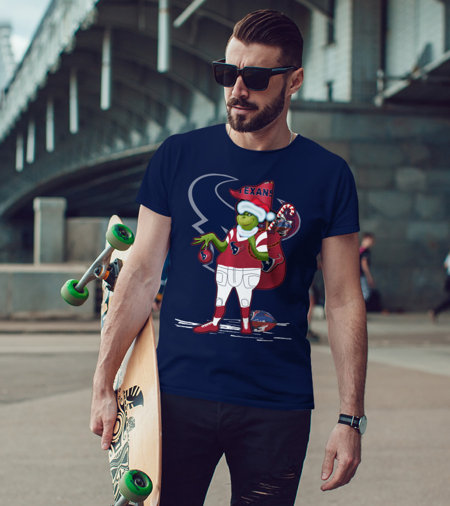 Grinchxmas Houston Texans Christmas Football Theme T-Shirt