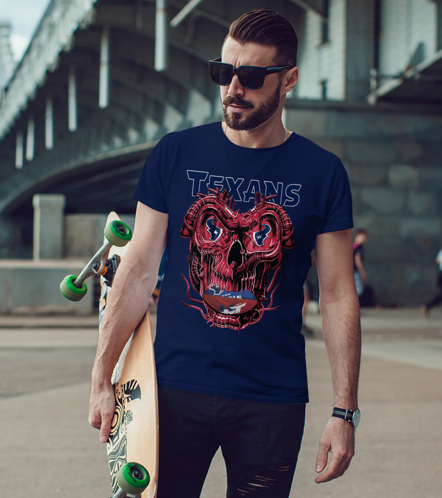 Texans Dragonskull Football Face T-Shirt