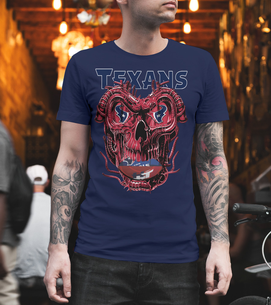 Texans Dragonskull Football Face T-Shirt