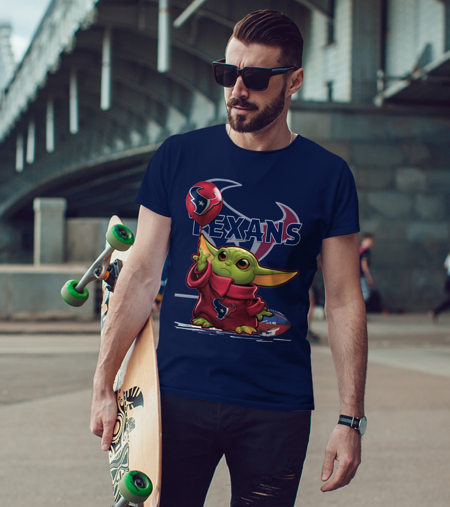 Yoda Texans Holding Balloon Football T-Shirt