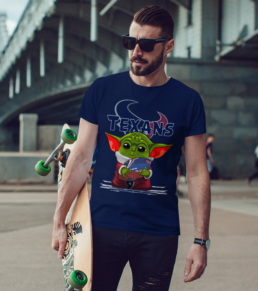 Texans Yoda Holding Football Houston NFL T-Shirt