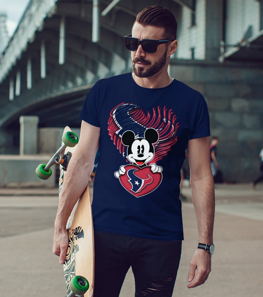 Mick Mouse Heart Houston Texans T-Shirt