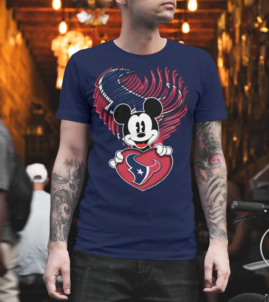 Mick Mouse Heart Houston Texans T-Shirt