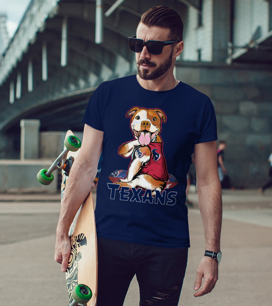 Pittbull Texans Football Icon With Houston Spirit T-Shirt