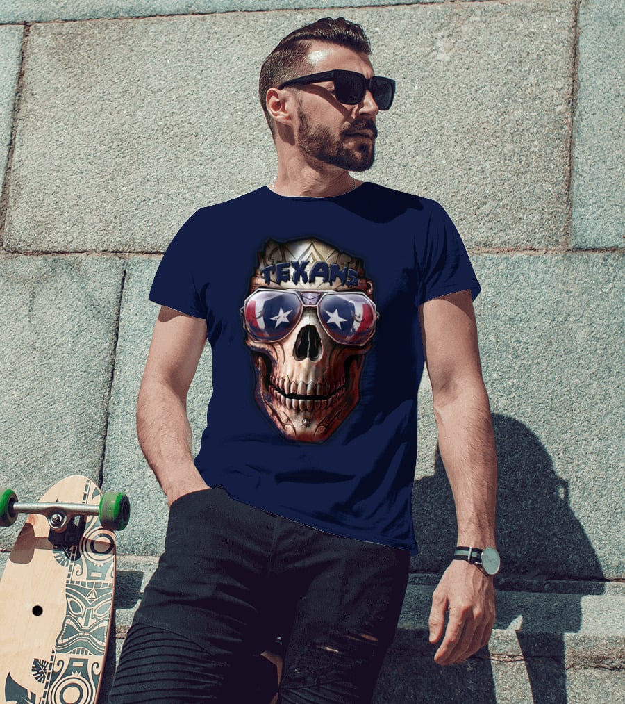 Texans Skull With Star Sunglasses T-Shirt
