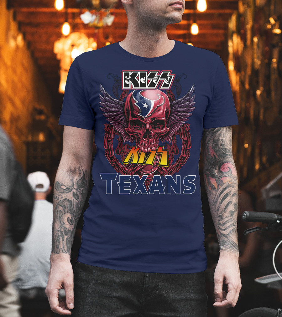 KISS Houston Texans Skull Wings T-Shirt