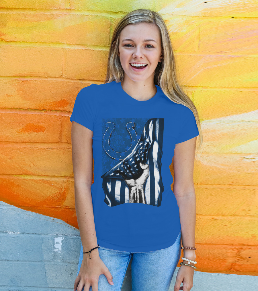 Indianapolis Colts American Flag Horseshoe T-Shirt