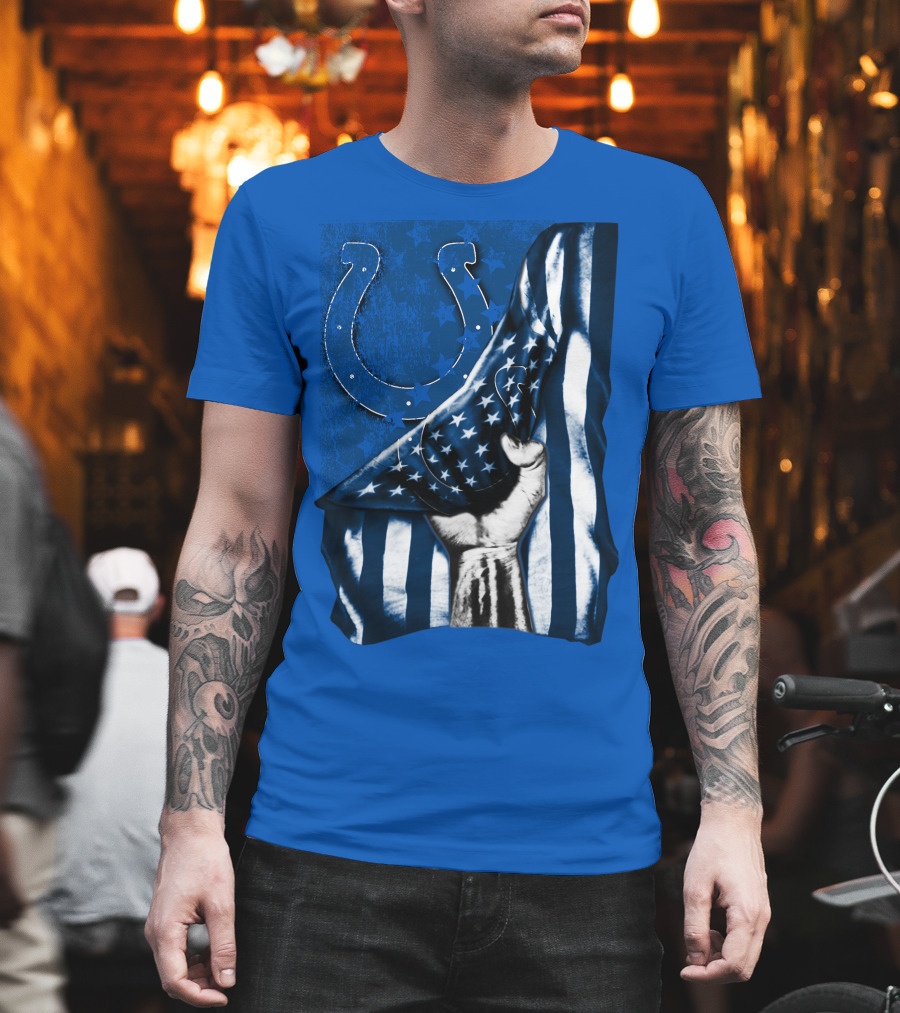 Indianapolis Colts American Flag Horseshoe T-Shirt