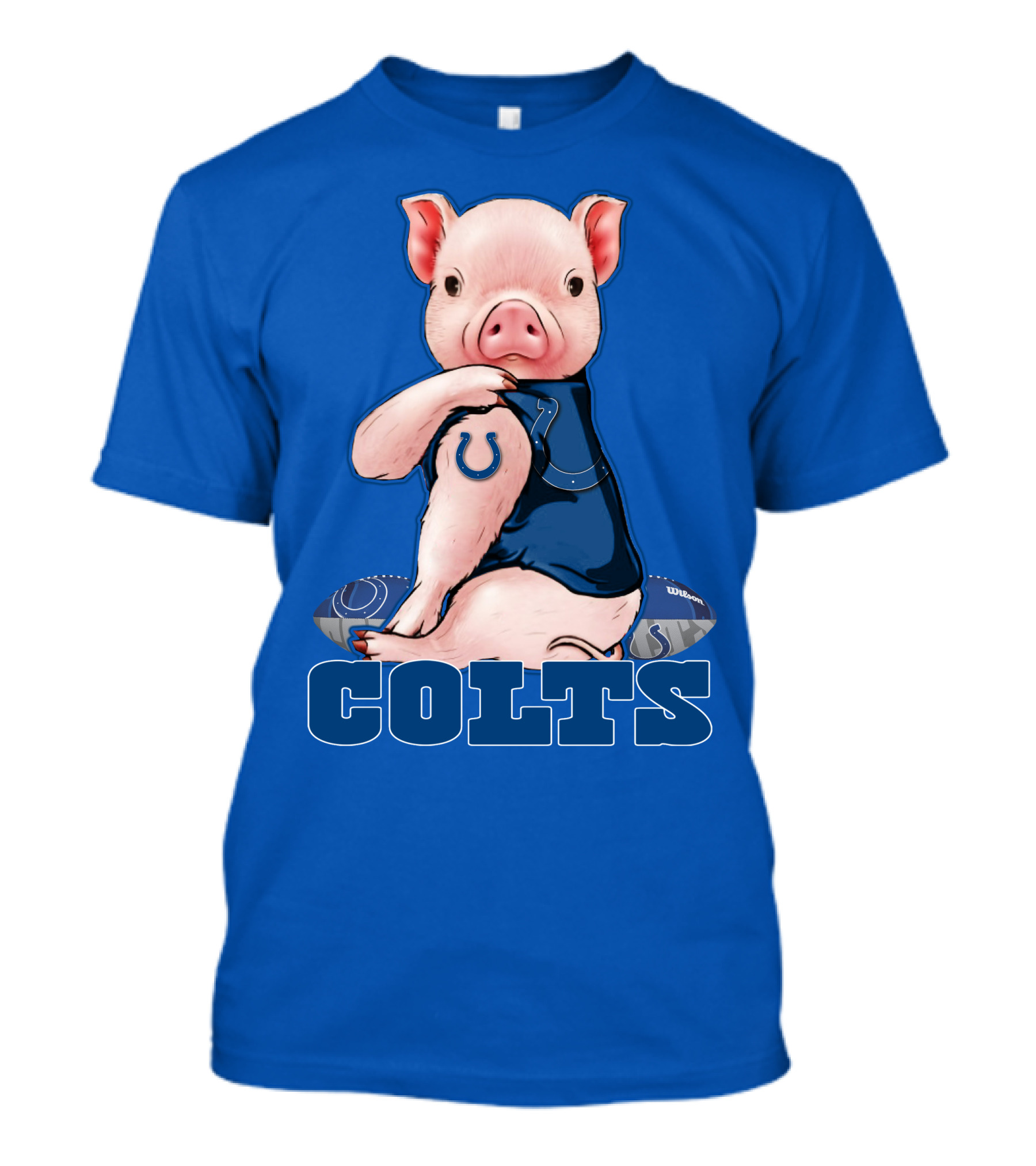 Pig Wearing Indianapolis Colts Jersey With Football T-Shirt
