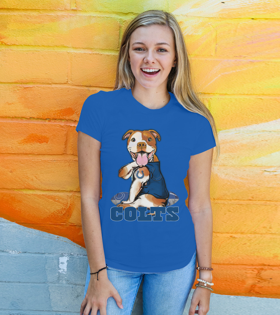 Colts Pittbull Indianapolis Colts Football Fan Dog T-Shirt
