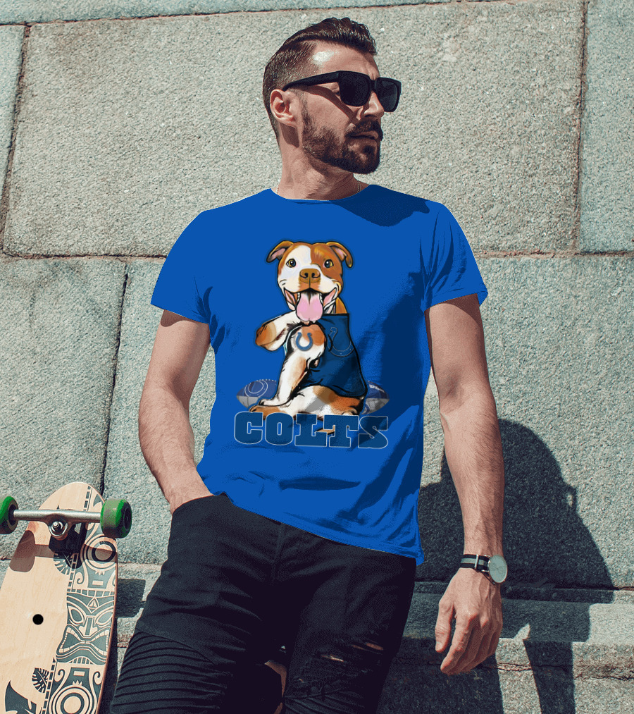 Colts Pittbull Indianapolis Colts Football Fan Dog T-Shirt