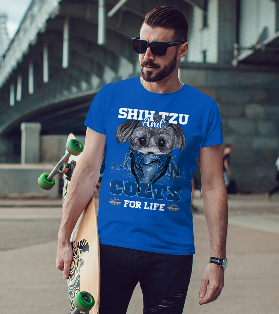 SHIH TZU AND COLTS FOR LIFE Indianapolis T-Shirt
