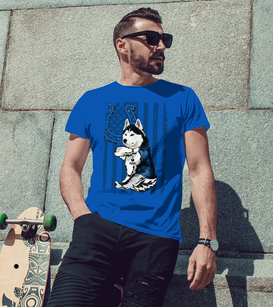 Siberian Husky Mom Indianapolis Colts Blue Iconic Fan Loyalty T-Shirt