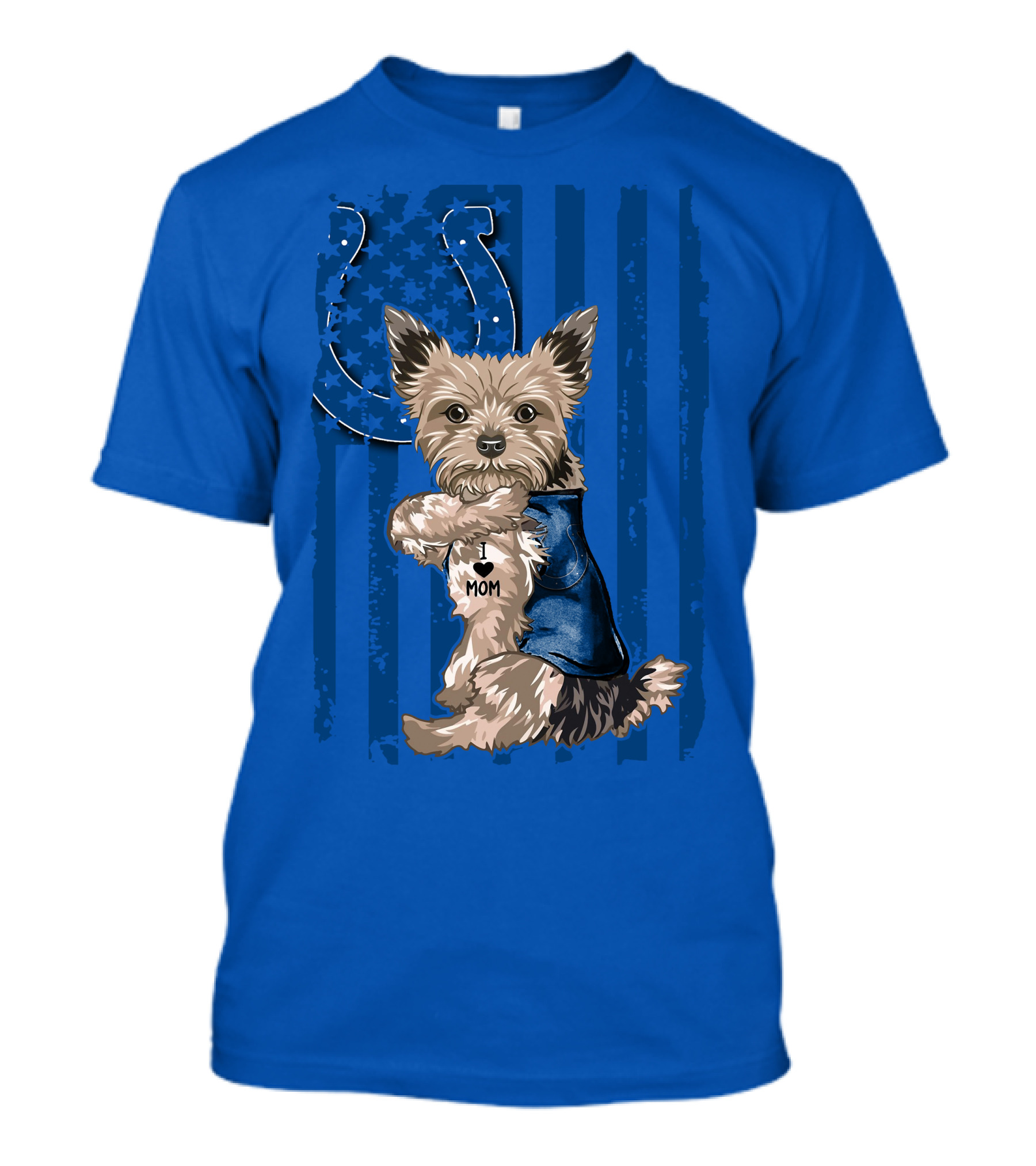 Yorkshire Terrier I Love Mom Indianapolis Colts Stars Stripes T-Shirt