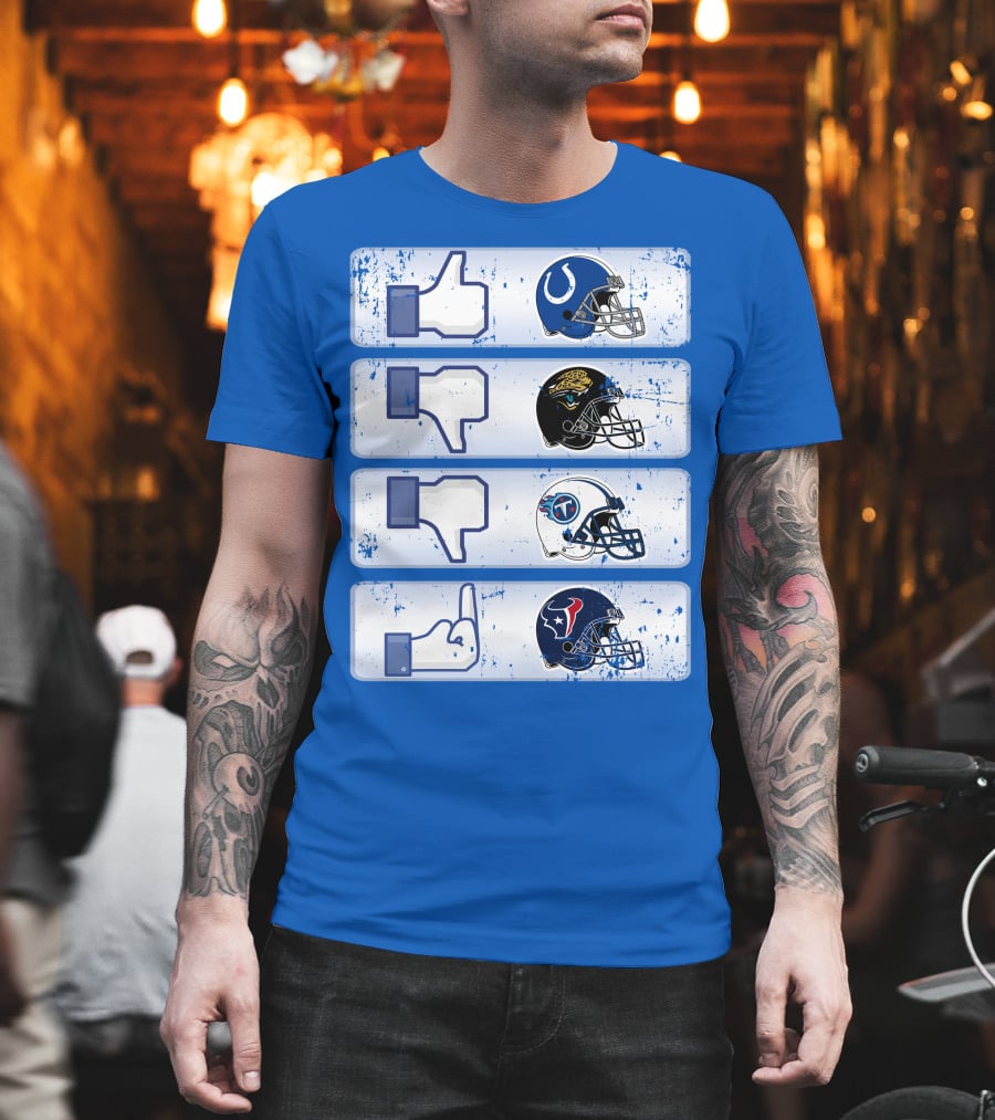 Indianapolis Colts Helmet Thumbs Up Rival Nfl Teams Jaguars Titans Texans T-Shirt