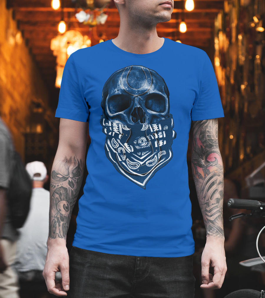 Indianapolis Colts Bandana Skull T-Shirt