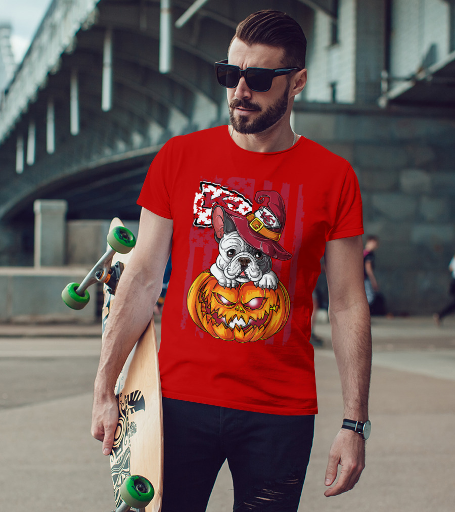 Hlw Bulldog Halloween Kansas City Chiefs Pumpkin T-Shirt