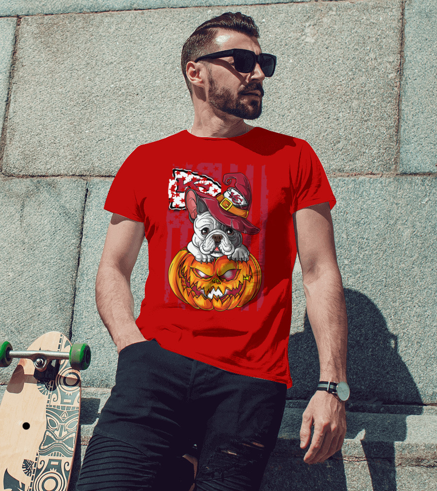 Hlw Bulldog Halloween Kansas City Chiefs Pumpkin T-Shirt