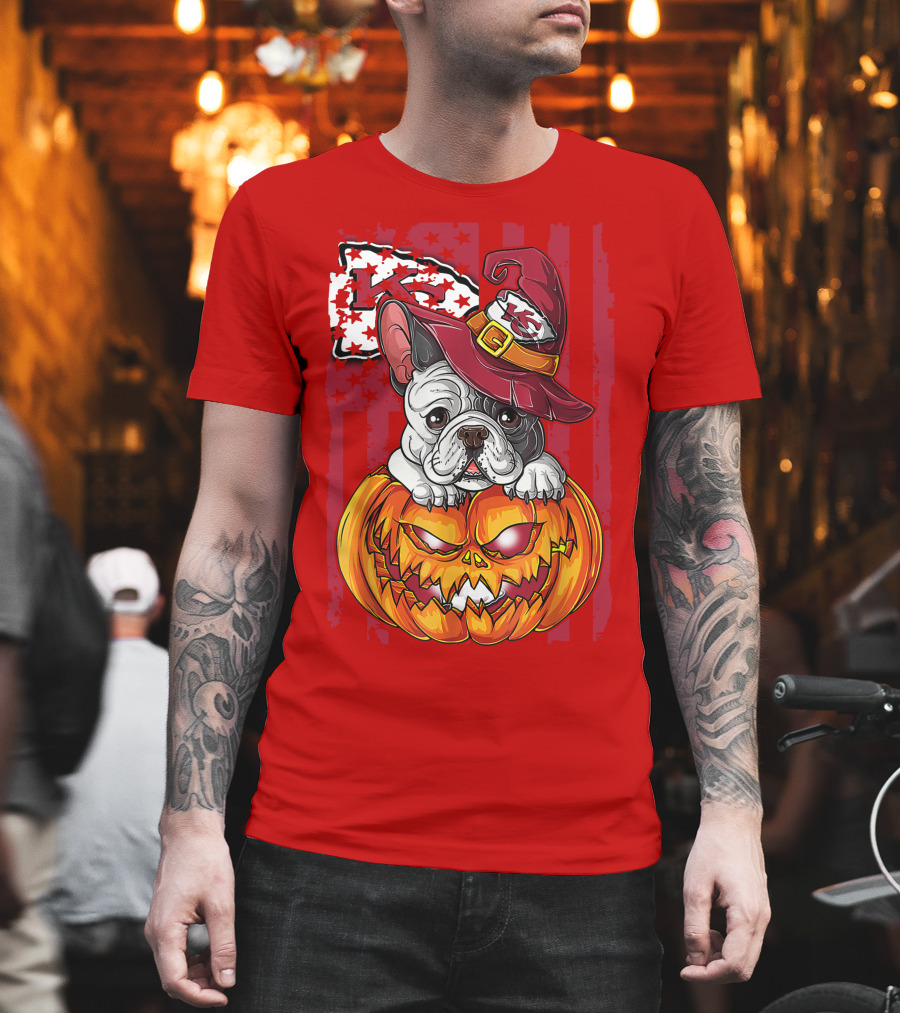 Hlw Bulldog Halloween Kansas City Chiefs Pumpkin T-Shirt