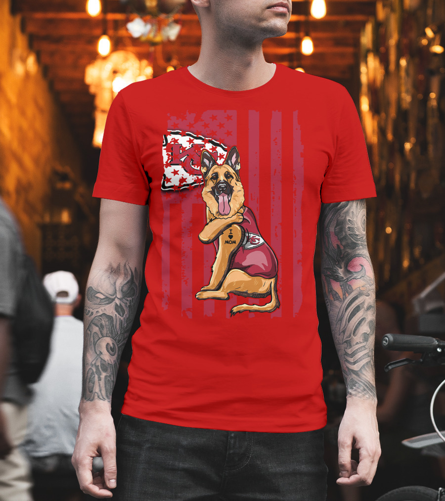 Kansas City Chiefs German Shepherd I Love Mom T-Shirt