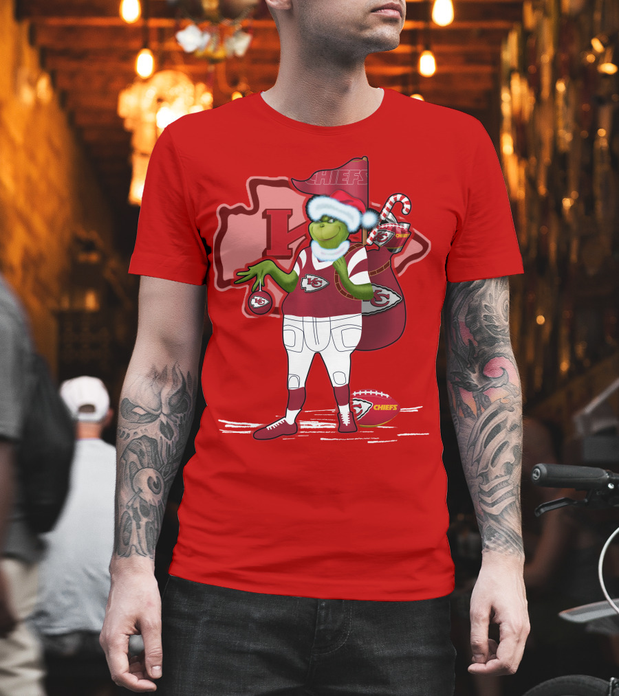 Grinchxmas Kansas City Chiefs Holiday Football Theme T-Shirt