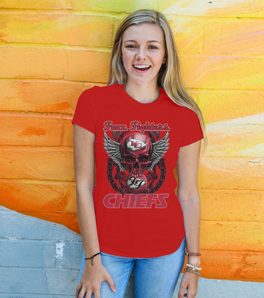Foo Fighters Kansas City Chiefs Winged Skull T-Shirt