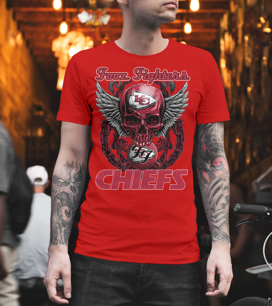 Foo Fighters Kansas City Chiefs Winged Skull T-Shirt