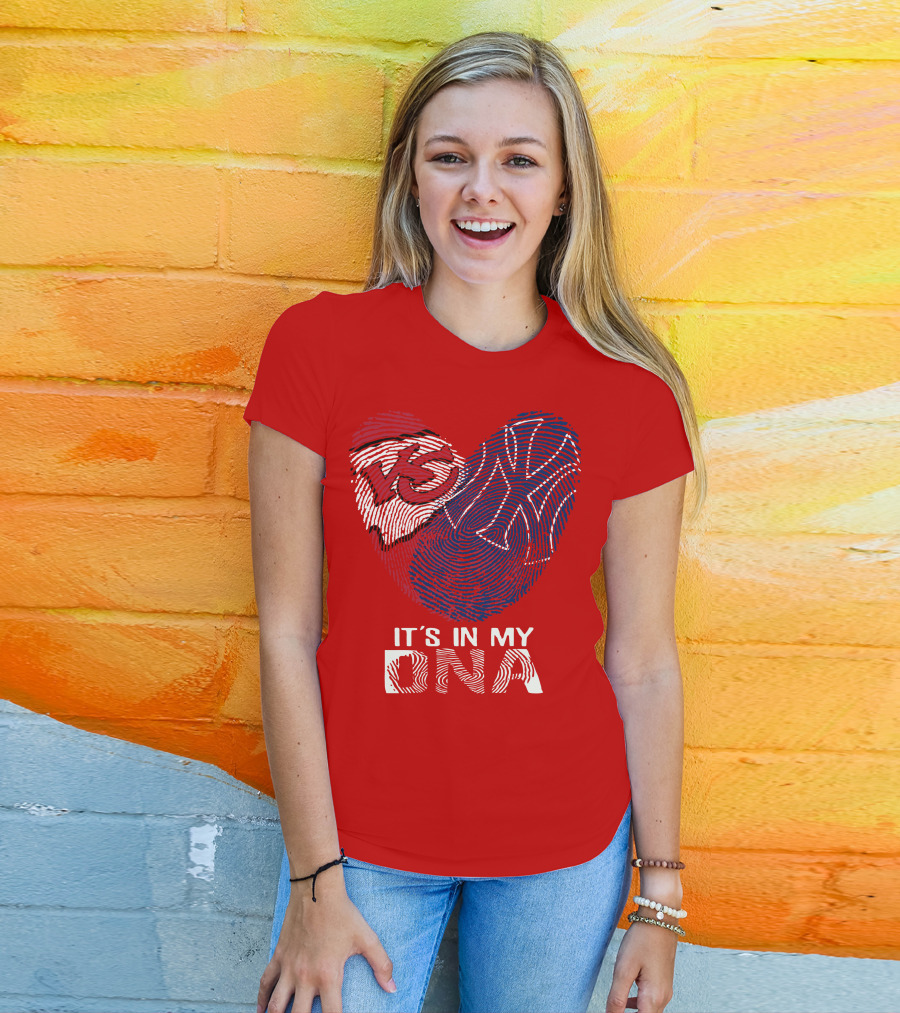 Kansas City Chiefs It's In My Dna Football Fingerprint Heart T-Shirt