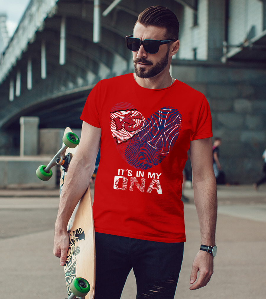 Kansas City Chiefs It's In My Dna Football Fingerprint Heart T-Shirt