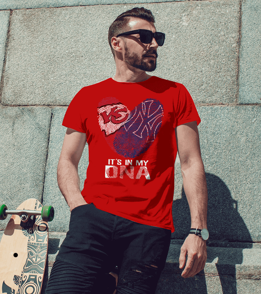 Kansas City Chiefs It's In My Dna Football Fingerprint Heart T-Shirt