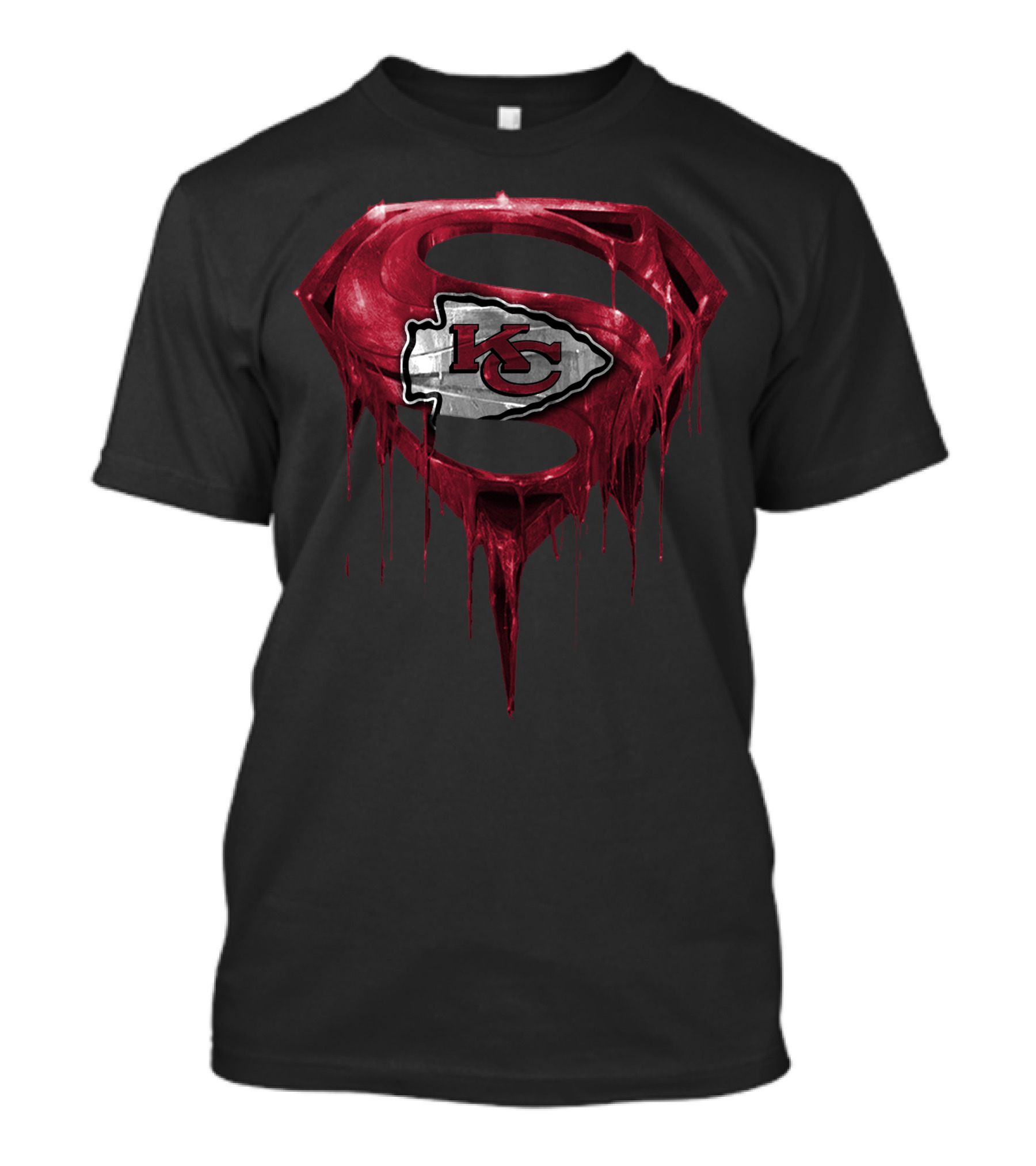 Spm Kansas City Chiefs Superman Logo Dripping Effect T-Shirt