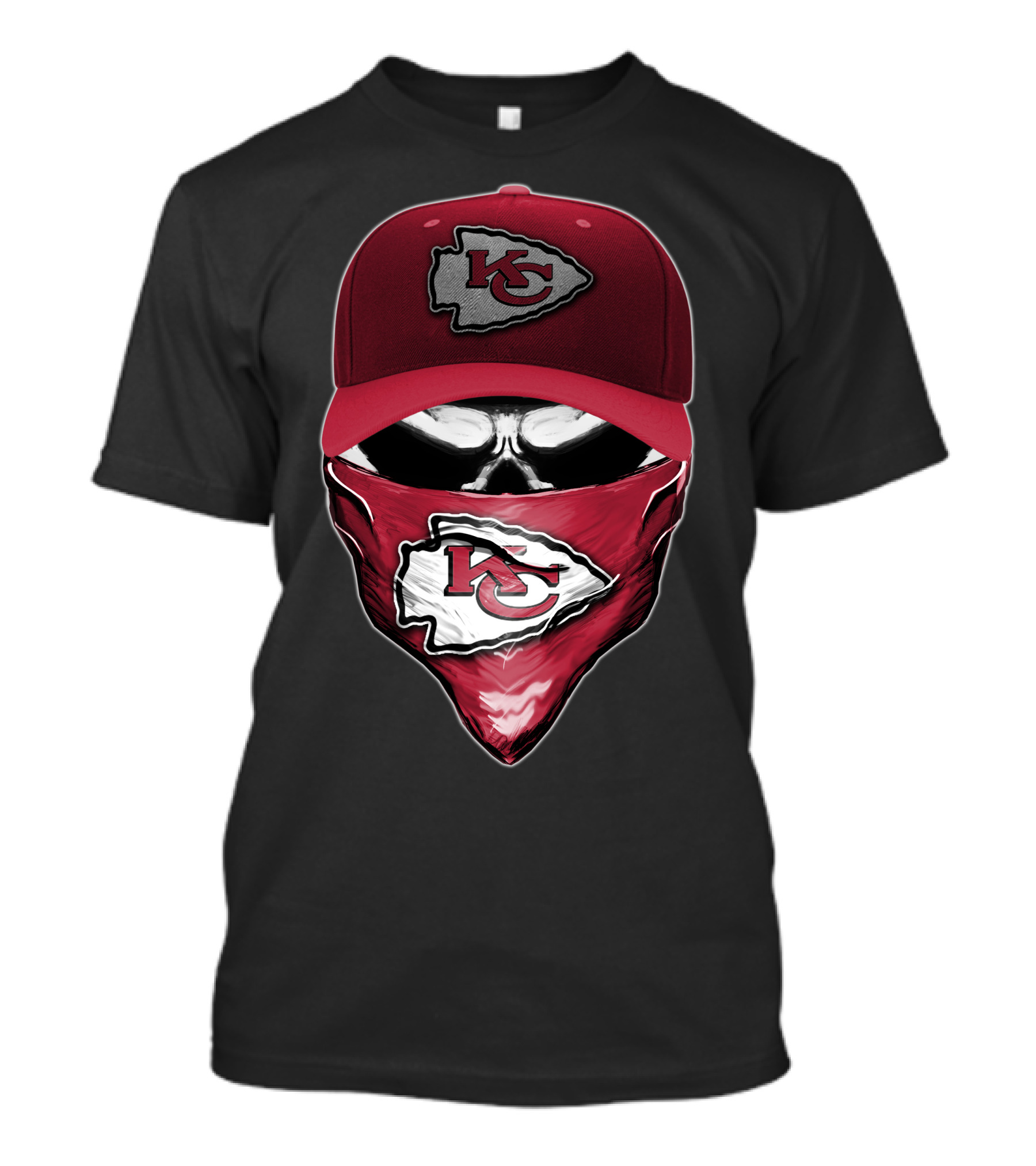 Skull Kansas City Chiefs Bandana Hat T-Shirt