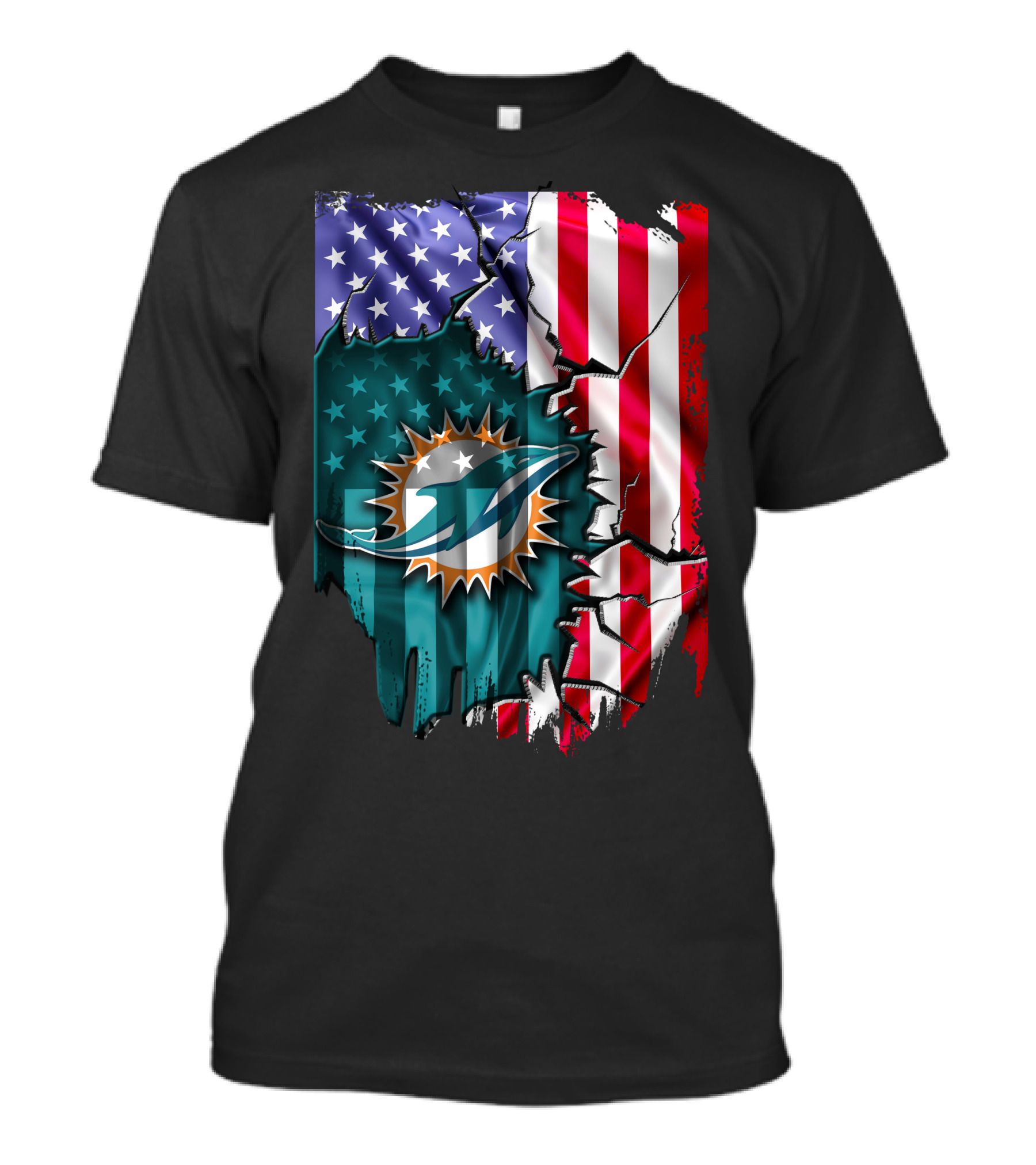 Flag V2 Miami Dolphins American Flag Football Team T-Shirt