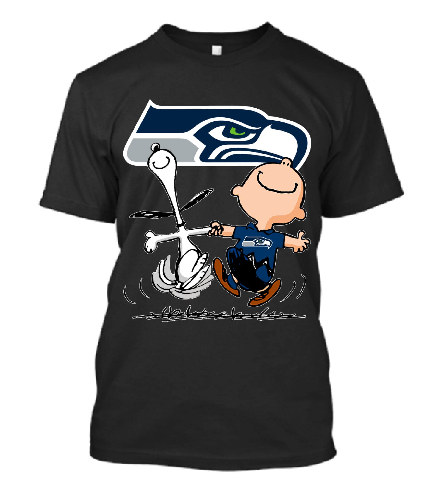 Snoopy Dance Seattle Seahawks Logo Charlie Brown T-Shirt
