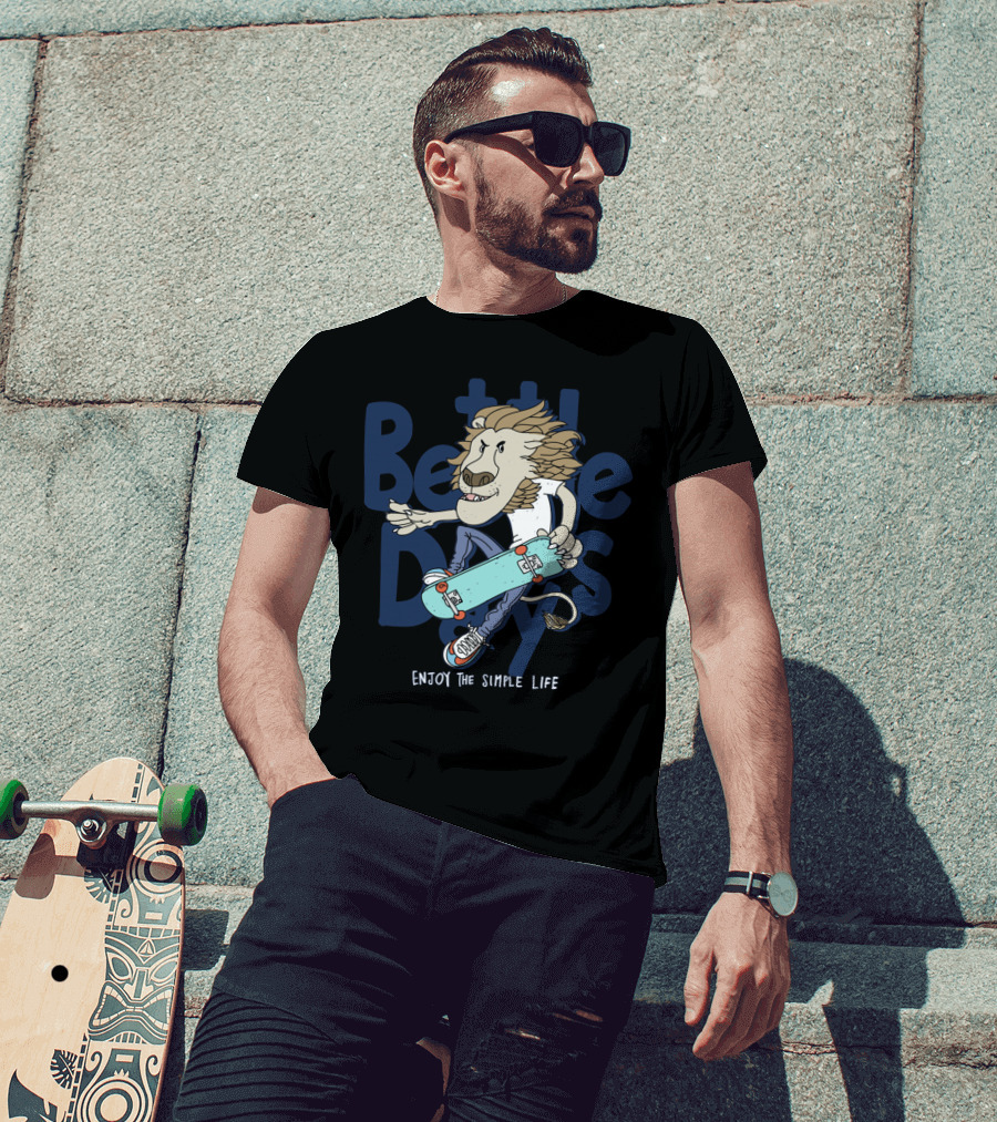 Better Days Skateboarding Lion Enjoy The Simple Life T-Shirt
