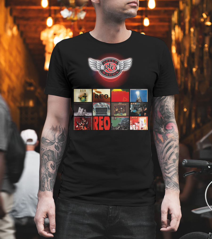 REO Speedwagon Album Covers with Iconic Band T-Shirt