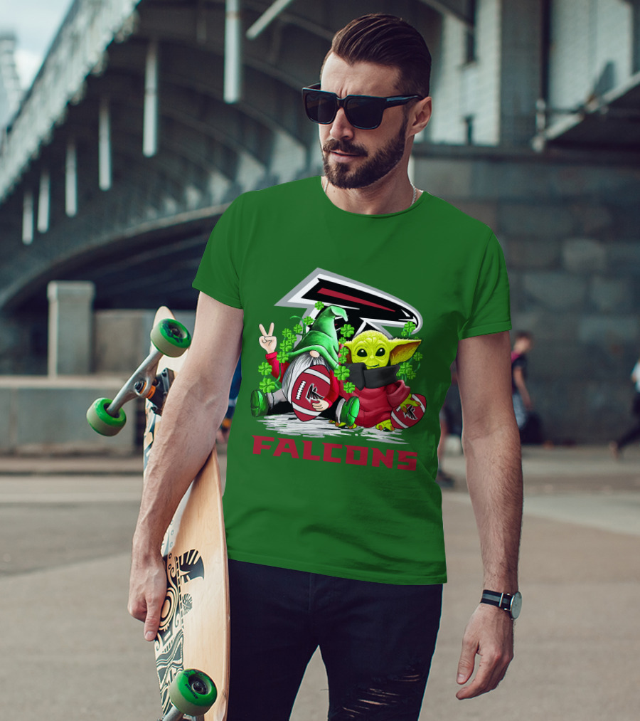 Atlanta Falcons St. Patrick's Day Football Gnome And Baby Alien T-Shirt