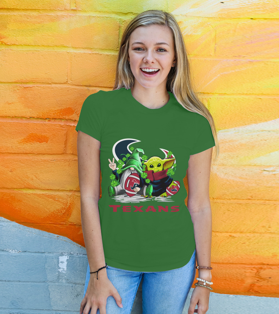 Houston Texans Football Patrick’s Day Clover Gnome And Alien T-Shirt