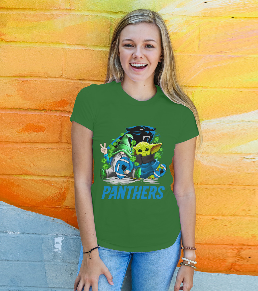 Panthers St. Patrick’s Day Football Gnome And Baby Alien T-Shirt