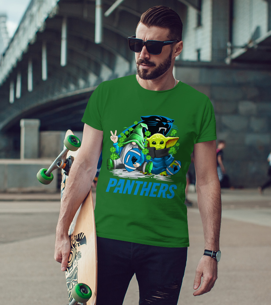 Panthers St. Patrick’s Day Football Gnome And Baby Alien T-Shirt