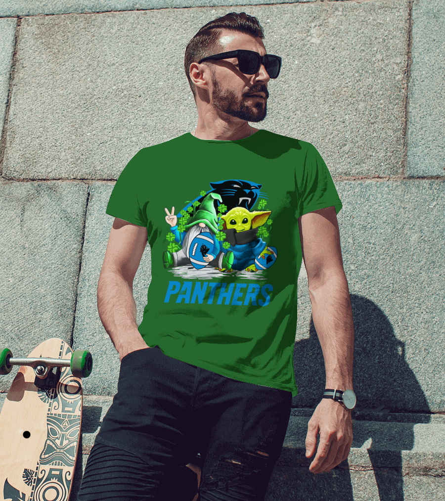 Panthers St. Patrick’s Day Football Gnome And Baby Alien T-Shirt