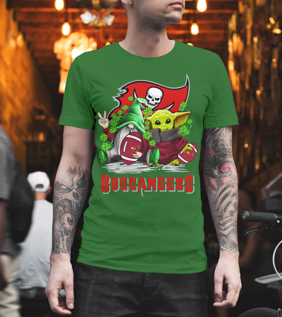 Buccaneers St. Patrick's Day with Gnome and Baby Alien Football T-Shirt