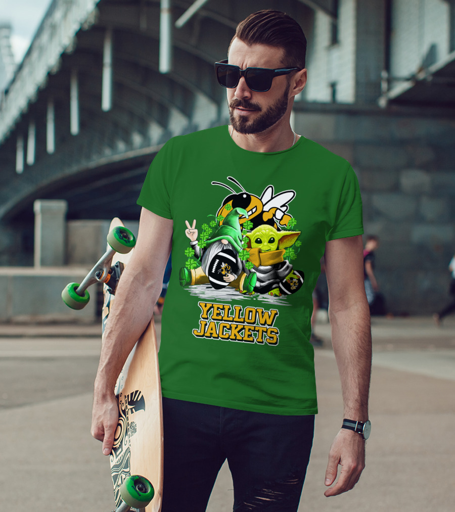 Georgia Tech Yellow Jackets St. Patrick’s Day Football Gnome And Green Baby Character T-Shirt