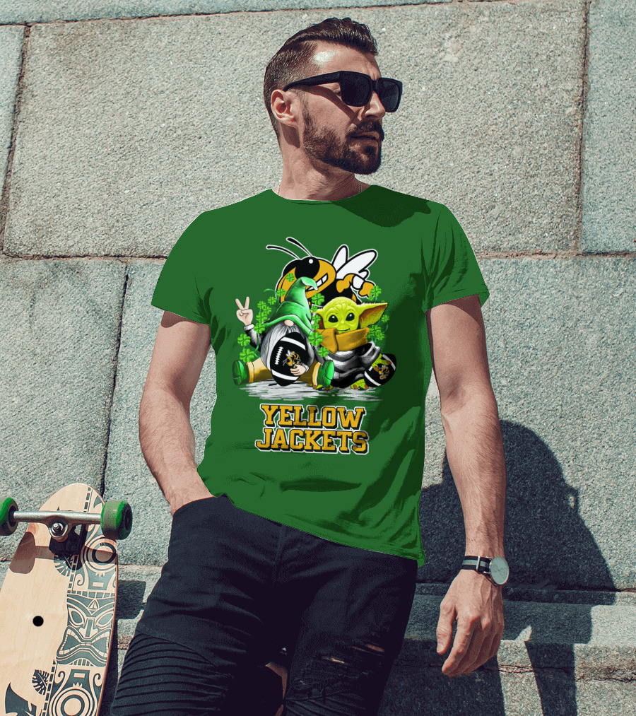 Georgia Tech Yellow Jackets St. Patrick’s Day Football Gnome And Green Baby Character T-Shirt