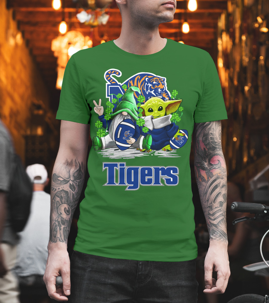 Memphis Tigers Football St. Patrick's Day Gnome and Child Icons T-Shirt