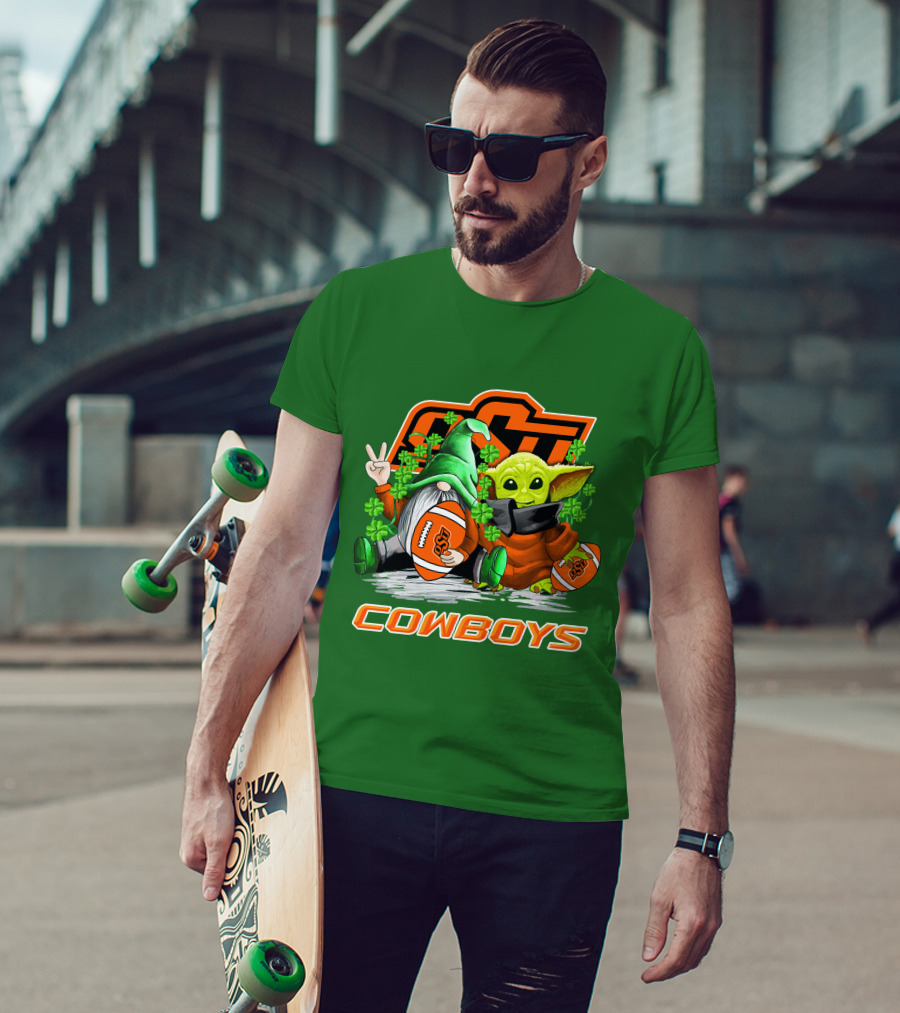 Oklahoma State Cowboys Football St. Patrick’s Day Yoda And Gnome T-Shirt
