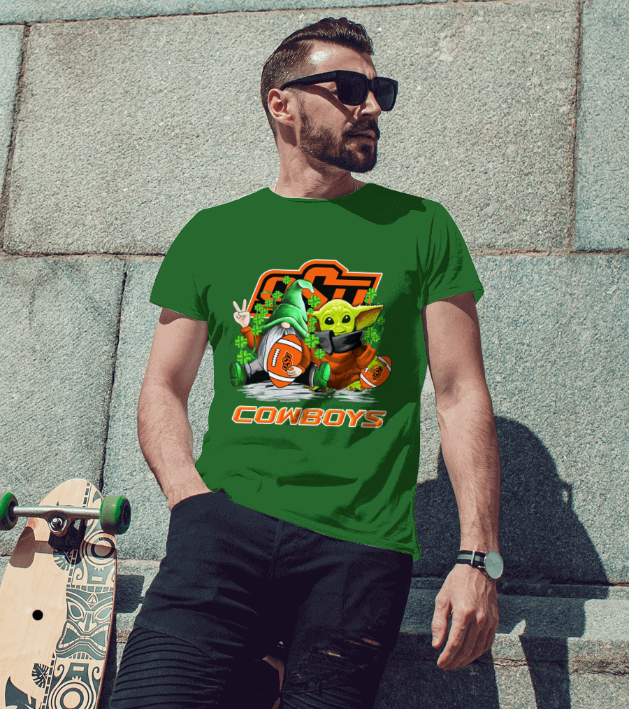 Oklahoma State Cowboys Football St. Patrick’s Day Yoda And Gnome T-Shirt
