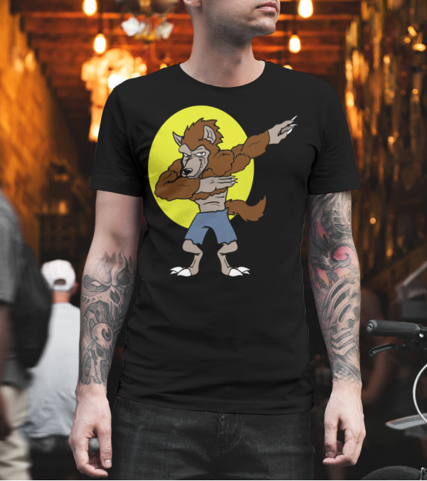 Dabbing Werewolf Halloween Monster on Full Moon T-Shirt Dabbing Werewolf Halloween Monster on Full Moon T-Shirt