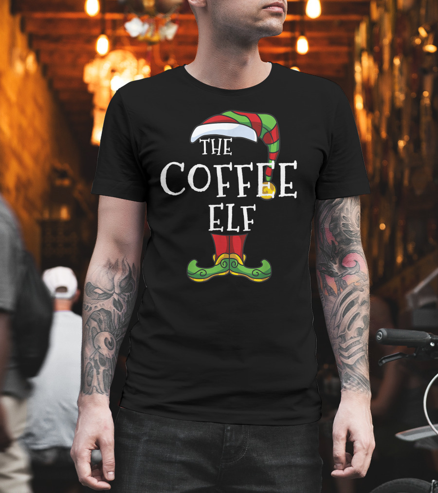 The Coffee Elf Christmas Holiday Family Pajama Party T-Shirt