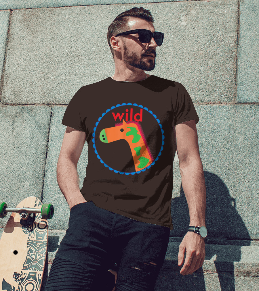 Wild Horse Multicolored Pattern Circle T-Shirt